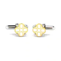 Yellow Gold Diamond Clover Letter U Cufflinks-image-97