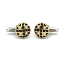 Yellow Gold Diamond Chequered Black Gold Cufflinks-image-46