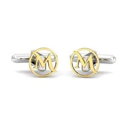 kuberbox Yellow Gold Alphabet M Cufflinks-picture-19