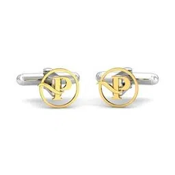 14K Yellow Gold Alphabet P Cufflinks-image-46