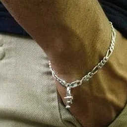 akshat sapphire Silver Figaro Bracelet with F Alphabet Charm-picture-24