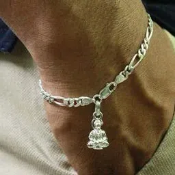 Silver Figaro Bracelet with Hanuman-image-94