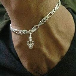 akshat sapphire Silver Figaro Bracelet with Sikh khanda-picture-10