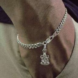 akshat sapphire Silver Curb Bracelet with Ganesh-picture-6