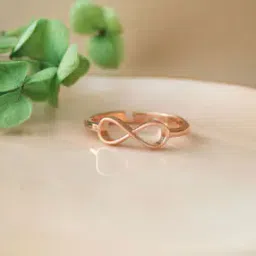 mannash Women Sterling Silver Rose Gold-Plated Infinity Ring-picture-11