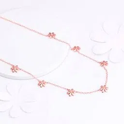 Women Sterling Silver Rose Gold-Plated Floral Necklace-image-72
