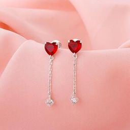 giva Women Sterling Silver Heart Drop Earrings-picture-4