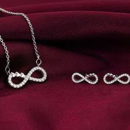 giva Women Sterling Silver Stone-Studded Necklace & Earrings Set-picture-33