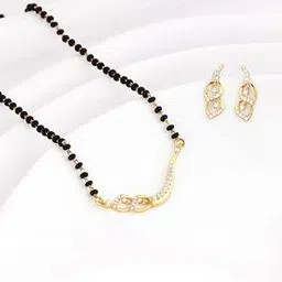 giva Women Sterling Silver Stone-Studded Mangalsutra & Earrings Set-picture-19