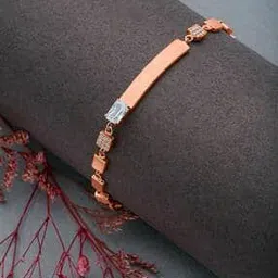 silberry Women Sterling Silver Rose Gold-Plated Stone-Studded Bracelet-picture-23
