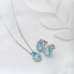 silberry Women Sterling Silver Drop Pendant & Earrings Set-picture-35