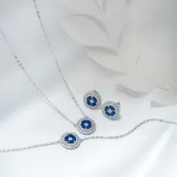silberry Women Sterling Silver Necklace with Earrings & Bracelet-picture-12
