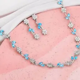 giva Sterling Silver Stone-Studded Necklace & Earrings Set-picture-30