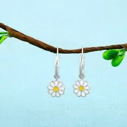 giva Girls Sterling Silver Daisy Hoop Earrings-picture-27