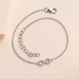 ornate jewels Women Sterling Silver American Diamond Infinity Bracelet-picture-40