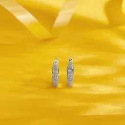 silvostyle by png Women Sterling Silver Stone-Studded Hoop Earring-picture-13