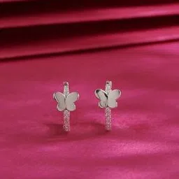 silvostyle by png Women Sterling Silver Morpho Marvel Huggie Earrings-picture-49