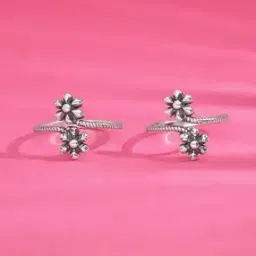 silvostyle by png Women Sterling Silver Floral Fantasy Toe Rings-picture-18