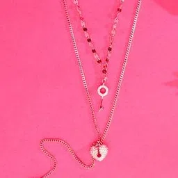 silvostyle by png Girls Sterling Silver Rose Gold-Plated Enduring Love Key Necklace-picture-37