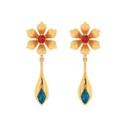 p.c. chandra jewellers Women Yellow Gold Stone-Studded Drop Earrings-picture-11