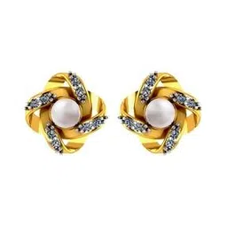 p.c. chandra jewellers Women Yellow Gold Stone-Studded Stud Earrings-picture-23