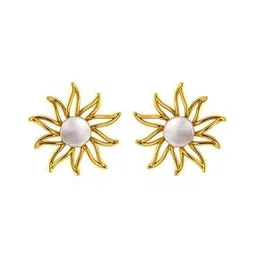 p.c. chandra jewellers Women Yellow Gold Pearl Studded Stud Earrings-picture-30