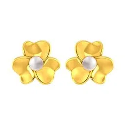 p.c. chandra jewellers Women Yellow Gold Floral Stud Earrings-picture-11