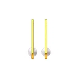 p.c. chandra jewellers Women Yellow Gold Pearl Stud Earrings-picture-19