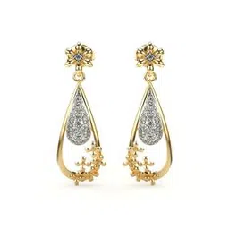 valanova Women Yellow Gold Lab Grown Diamond-Studded Drop Earrings-picture-47