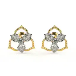valanova Women Yellow Gold Lab Grown Diamond Stud Earrings-picture-11