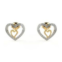 valanova Women Yellow Gold Lab Grown Diamond Stud Earrings-picture-37