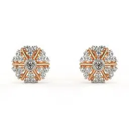 valanova Women Rose Gold Lab Grown Diamond Stud Earrings-picture-20