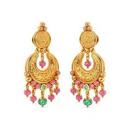 Women Yellow Gold Chandbali Earrings-image-18