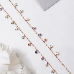 zavya Women Sterling Silver Rose Gold-Plated Anklets image 1