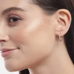 zavya Women Sterling Silver Rose Gold-Plated Hoop Earrings image 1