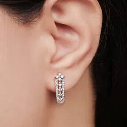 zavya Enhanced Rhodium Plated CZ Floral 925 Sterling Silver Earrings-picture-28