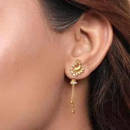 zavya Golden Peacock Splendor 925 Sterling Silver Gold-Plated Earrings-picture-18