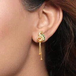 zavya Regal Plumage 925 Sterling Silver Gold-Plated Peacock Earrings-picture-22