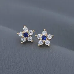 carlton london Women Sterling Silver Rose Gold-Plated Stone-Studded Stud Earrings-picture-45