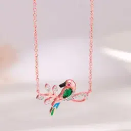 giva Women Sterling Silver Rose Gold-Plated Pendant with Chain-picture-32