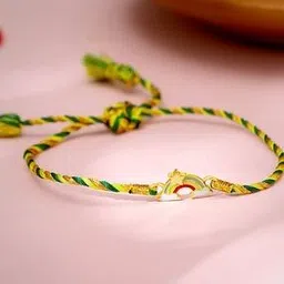 giva Boys Sterling Silver Gold-Plated Rainbow Charm Tie-Up Rakhi-picture-24
