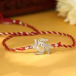 giva Men Sterling Silver Om & Swastik Charm Tie-Up Rakhi-picture-14