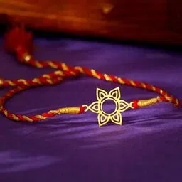 giva Men Sterling Silver Gold-Plated Floral Rakhi-picture-15