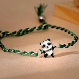 giva Boys Sterling Silver Panda Charm Tie-Up Rakhi-picture-24