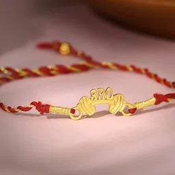 Men Sterling Silver Gold-Plated Bro Charm Tie-Up Rakhi-image-22