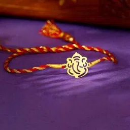 giva Men Sterling Silver Gold-Plated Ganesha Rakhi-picture-33