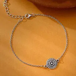 giva Men Sterling Silver Vintage Floral Chain Rakhi-picture-31