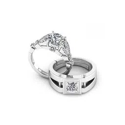 miss highness Sterling Silver Stone-Studded Couple Rings-picture-47