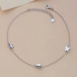 ornate jewels Women Sterling Silver Anklet with Butterfly Charms-picture-22