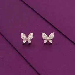 kai jewel Sterling Silver Rose Gold Butterfly Studs-picture-10